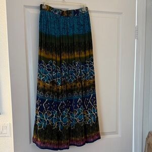 Elegant Floral Maxi Skirt in Blue and Green